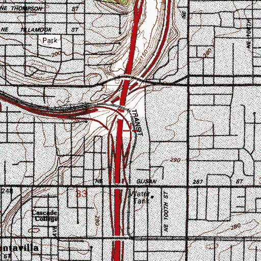 Topographic Map of Gateway / Northeast 99th Ave Transit Center, OR
