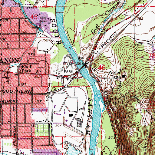 Topographic Map of Gill's Landing City Boat Ramp, OR