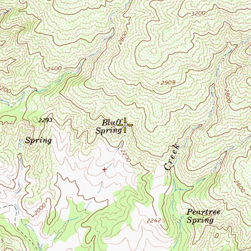 Topographic Map of Bluff Spring, CA