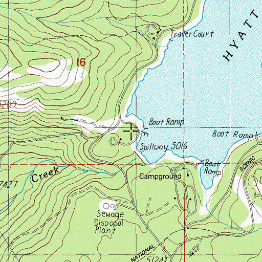 Topographic Map of Hyatt Lake Resort Boat Ramp, OR