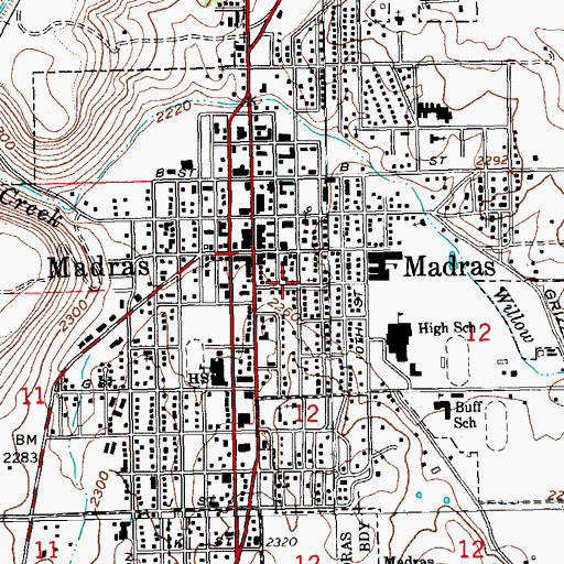 Topographic Map of Jefferson County Library, OR