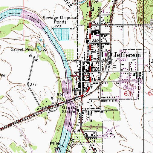 Topographic Map of Jefferson Public Works Department Office, OR