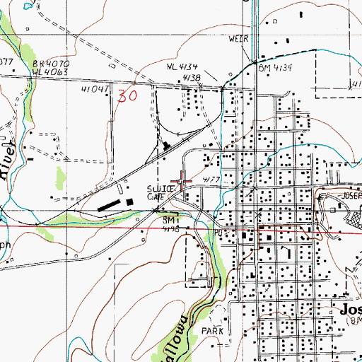 Topographic Map of Joseph Rodeo Grounds, OR
