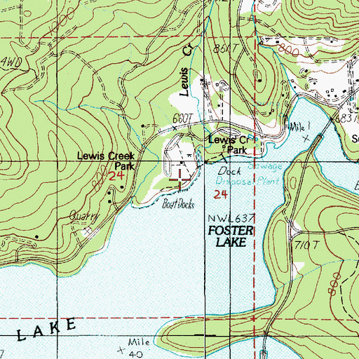 Topographic Map of Lewis Creek County Park Boat Access, OR