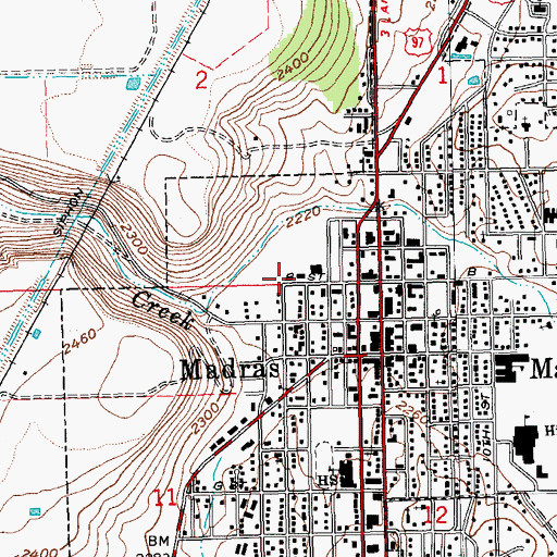 Topographic Map of Madras Public Works, OR