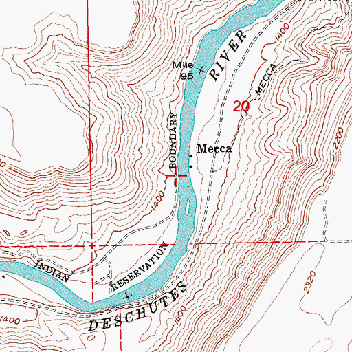 Topographic Map of Mecca Flat Boat Ramp, OR