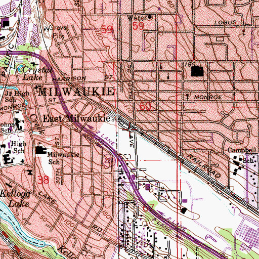 Topographic Map of Milwaukie Museum, OR