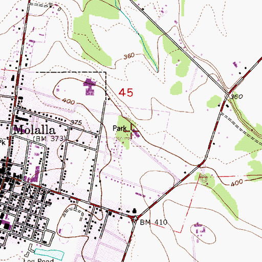Topographic Map of Molalla Buckeroo Rodeo Grounds, OR