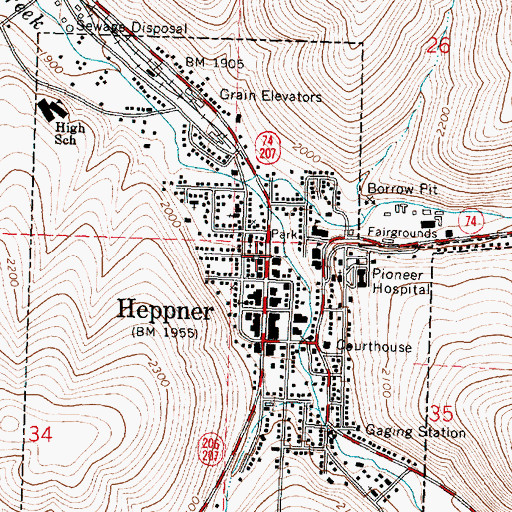 Topographic Map of Morrow County Museum, OR