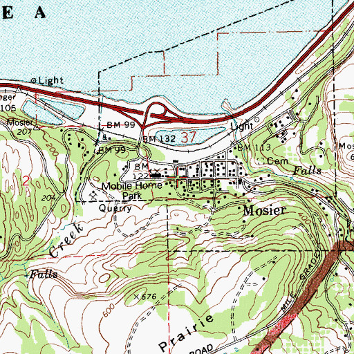 Topographic Map of Mosier Valley Library, OR