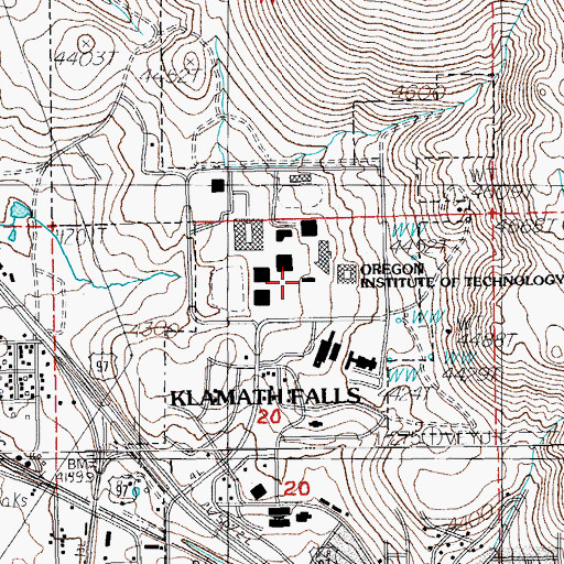 Topographic Map of Oregon Institute of Technology, OR