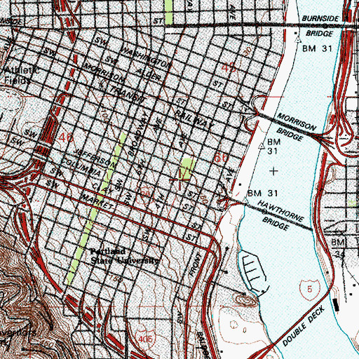 Topographic Map of Portland Police Museum, OR