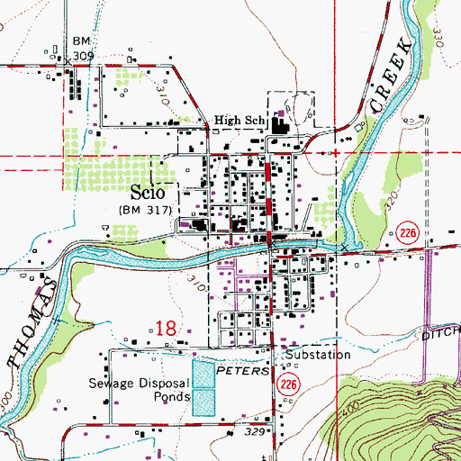 Topographic Map of Scio Public Library, OR