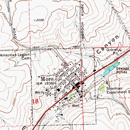 Topographic Map of Sherman County Justice Courthouse, OR