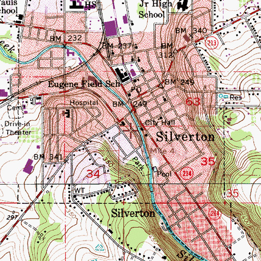 Topographic Map of Silverton Public Works Department Office, OR