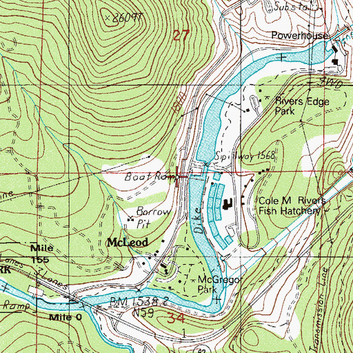 Topographic Map of McGregor Park Non-Motor Boat Ramp, OR