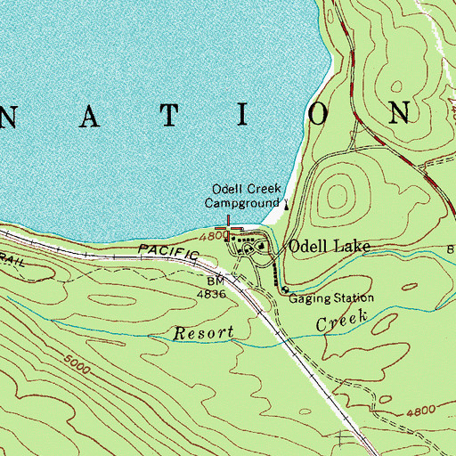 Topographic Map of Odell Lake Resort Marina, OR