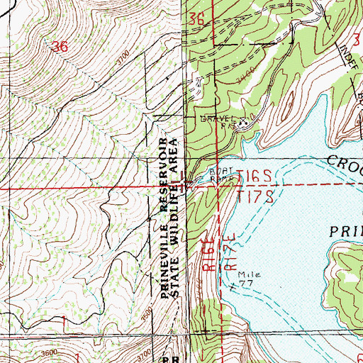 Topographic Map of Prineville Reservoir County Boat Ramp, OR