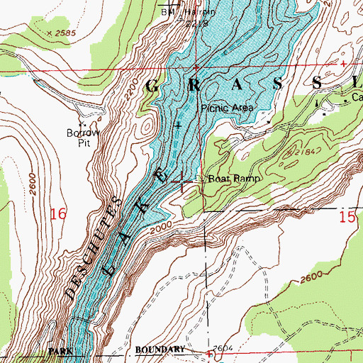 Topographic Map of Cove Palisades - Upper Deschutes Boat Ramp, OR