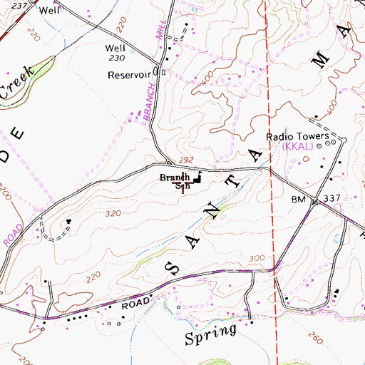 Topographic Map of Branch Elementary School, CA
