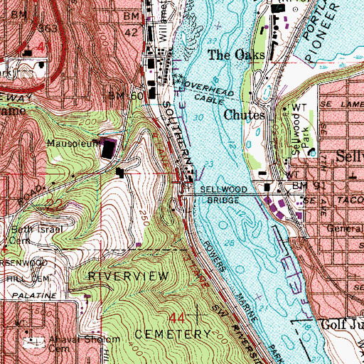 Topographic Map of Staff Jennings Boating Center, OR