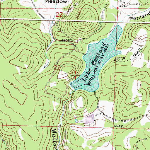 Topographic Map of Penland Lake Boat Launch, OR