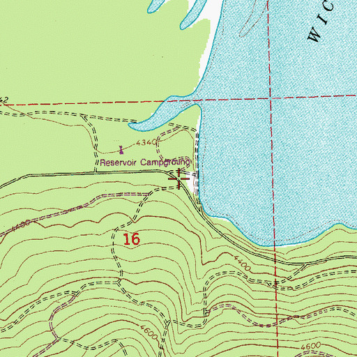 Topographic Map of Reservoir Campground Boat Launch, OR