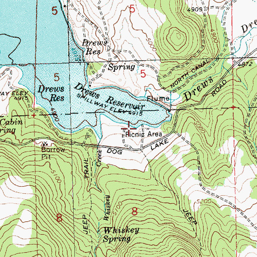 Topographic Map of Drews Reservoir Boat Ramp, OR