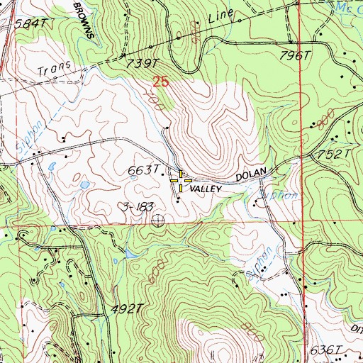Topographic Map of Browns Valley Ditch, CA