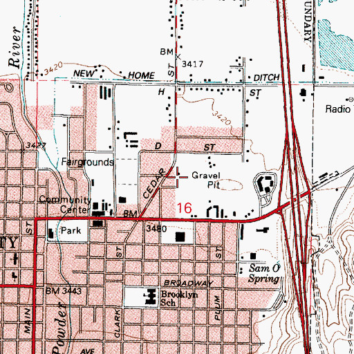 Topographic Map of Community Connection of Baker County Transit and Trolley District, OR