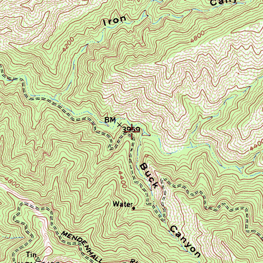 Topographic Map of Buck Canyon, CA