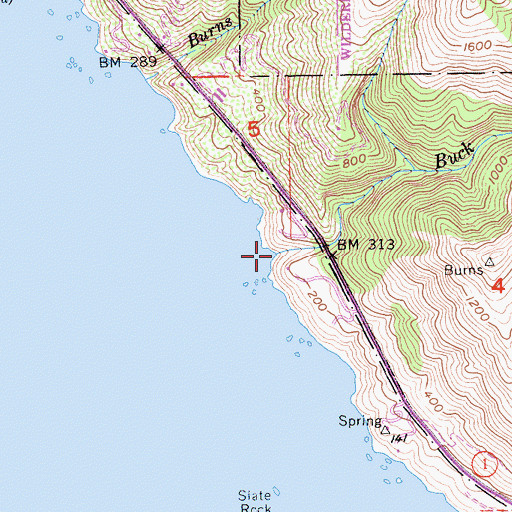 Topographic Map of Buck Creek, CA