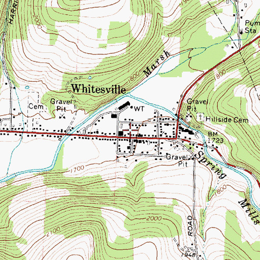 Topographic Map of Whitesville Fire Department, NY