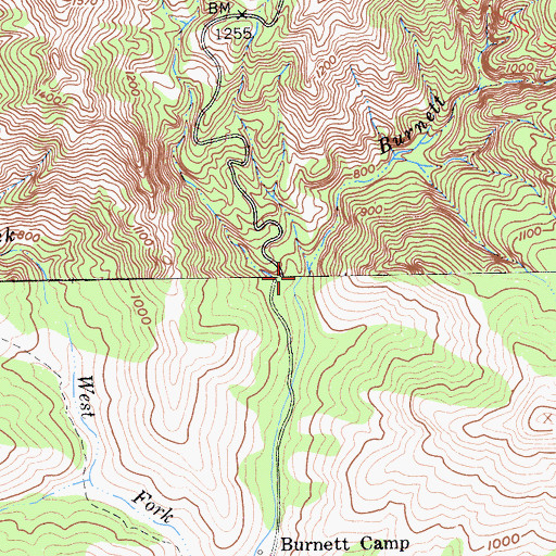 Topographic Map of Burnett Creek, CA