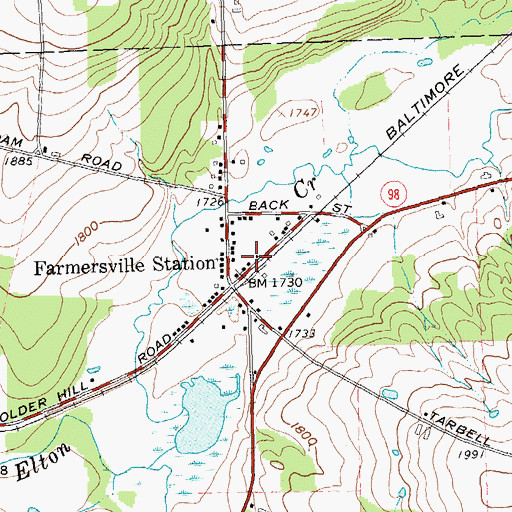 Topographic Map of Farmersville Volunteer Fire Department, NY