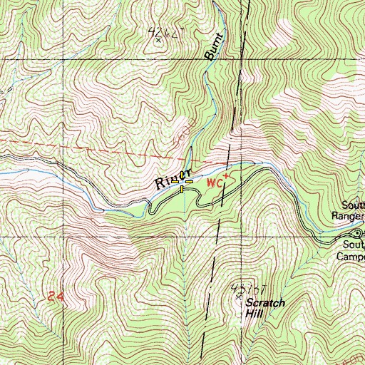 Topographic Map of Burnt Camp Creek, CA