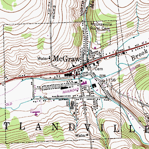 Topographic Map of McGraw Fire Department, NY
