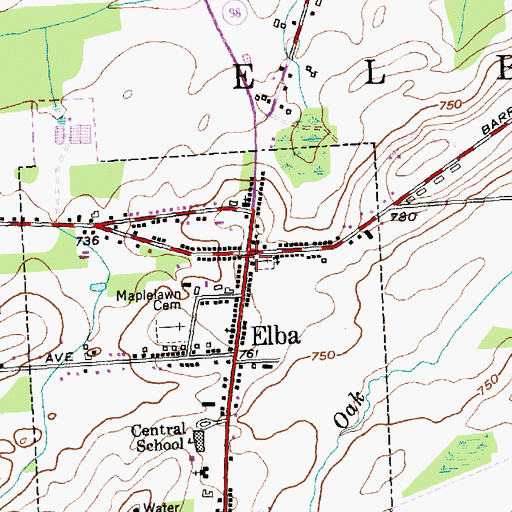 Topographic Map of Elba Fire Department, NY