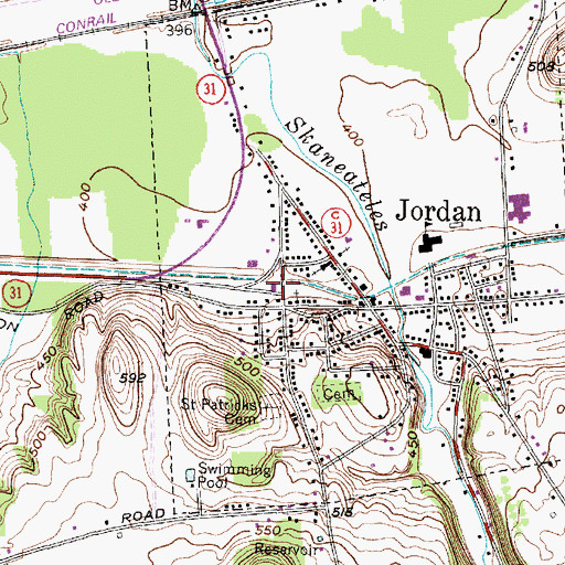 Topographic Map of Jordan Fire Department, NY