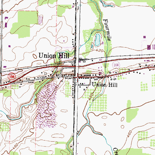 Topographic Map of Union Hill Volunteer Fire Department Station 1, NY