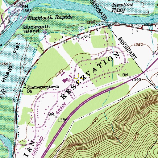 Topographic Map of Allegany Indian Reservation Fire Department, NY