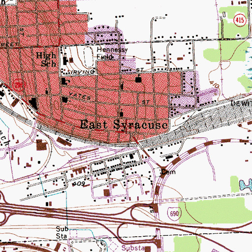 Topographic Map of East Syracuse Volunteer Fire Department Station 1, NY