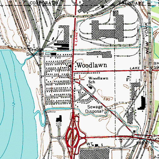 Topographic Map of Woodlawn Volunteer Fire Department, NY