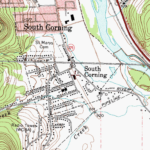 Topographic Map of South Corning Fire Department, NY