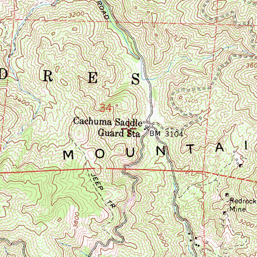 Topographic Map of Cachuma Saddle Guard Station, CA