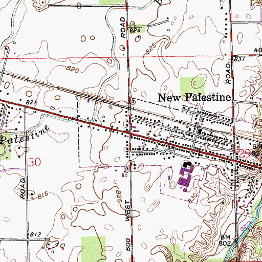 Topographic Map of Sugar Creek Township Fire Department, IN