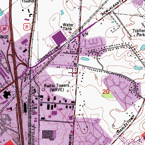 Topographic Map of Jeffersonville City Fire Department, IN