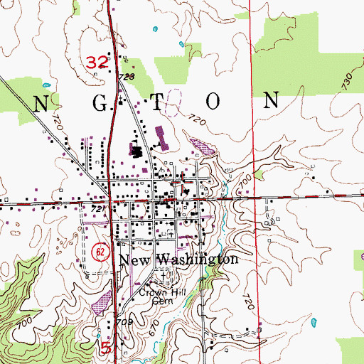 Topographic Map of New Washington Fire Department, IN