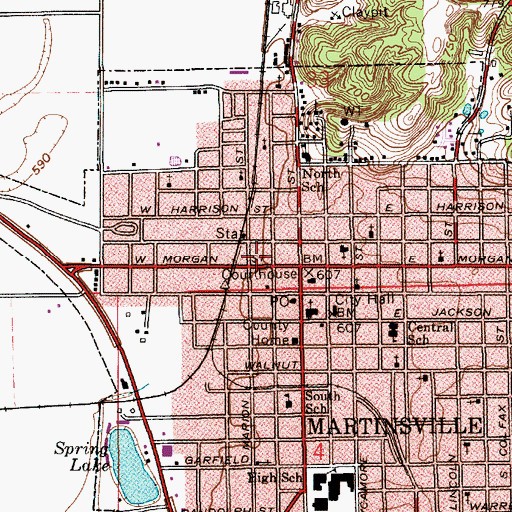 Topographic Map of Martinsville Fire Department, IN