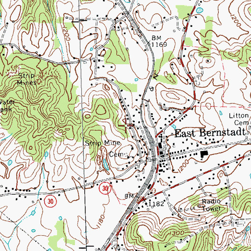 Topographic Map of East Bernstadt United Methodist Church, KY